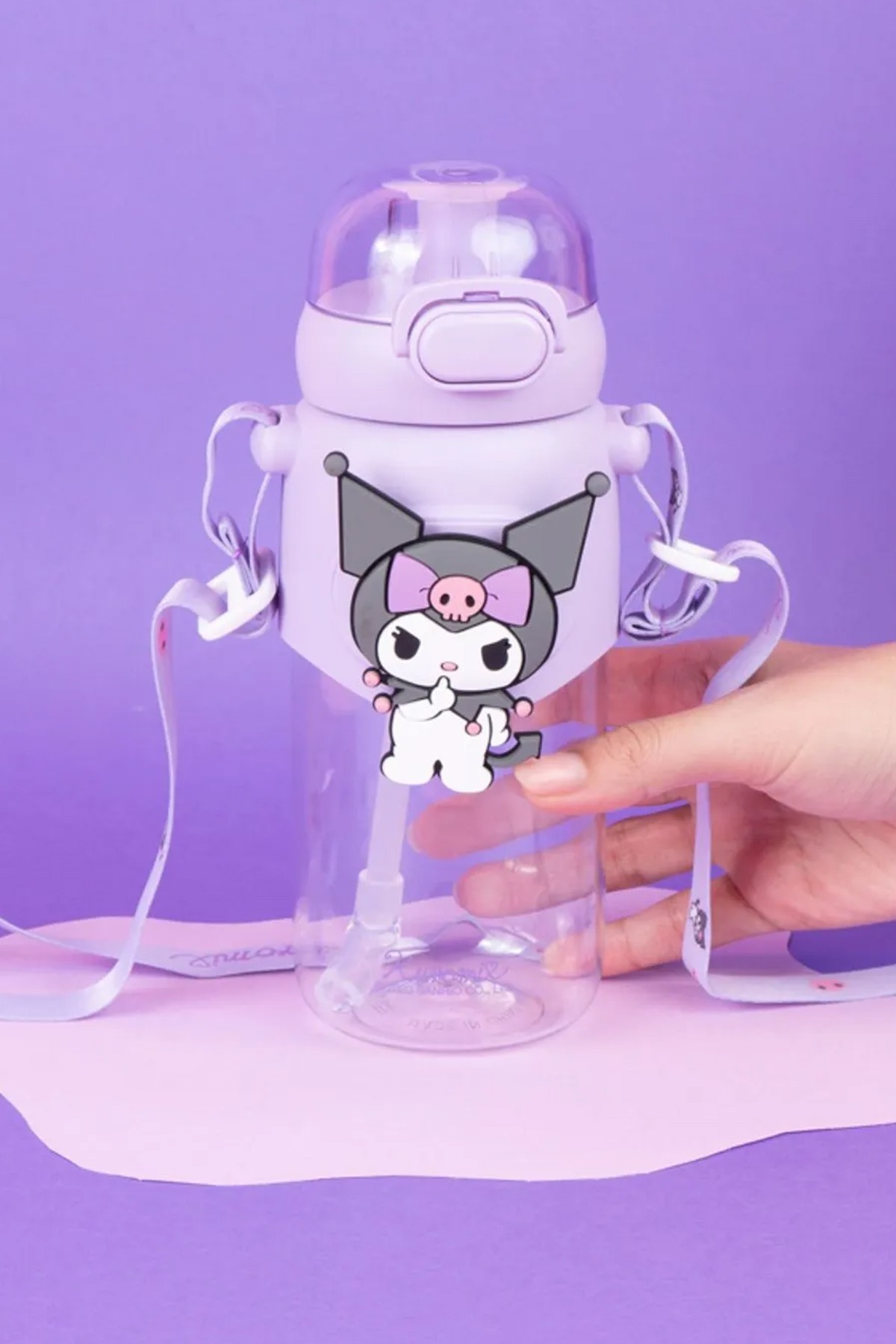 Sanrio Lisanslı Pipetli Kapaklı Suluk (600ml) - Kuromi