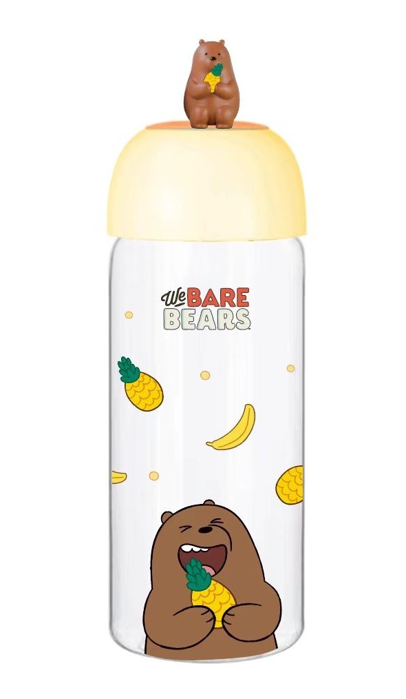 We Bare Bears Lisanslı Figürlü Borosilikat Cam Şişe (420ml)-Boz Ayı