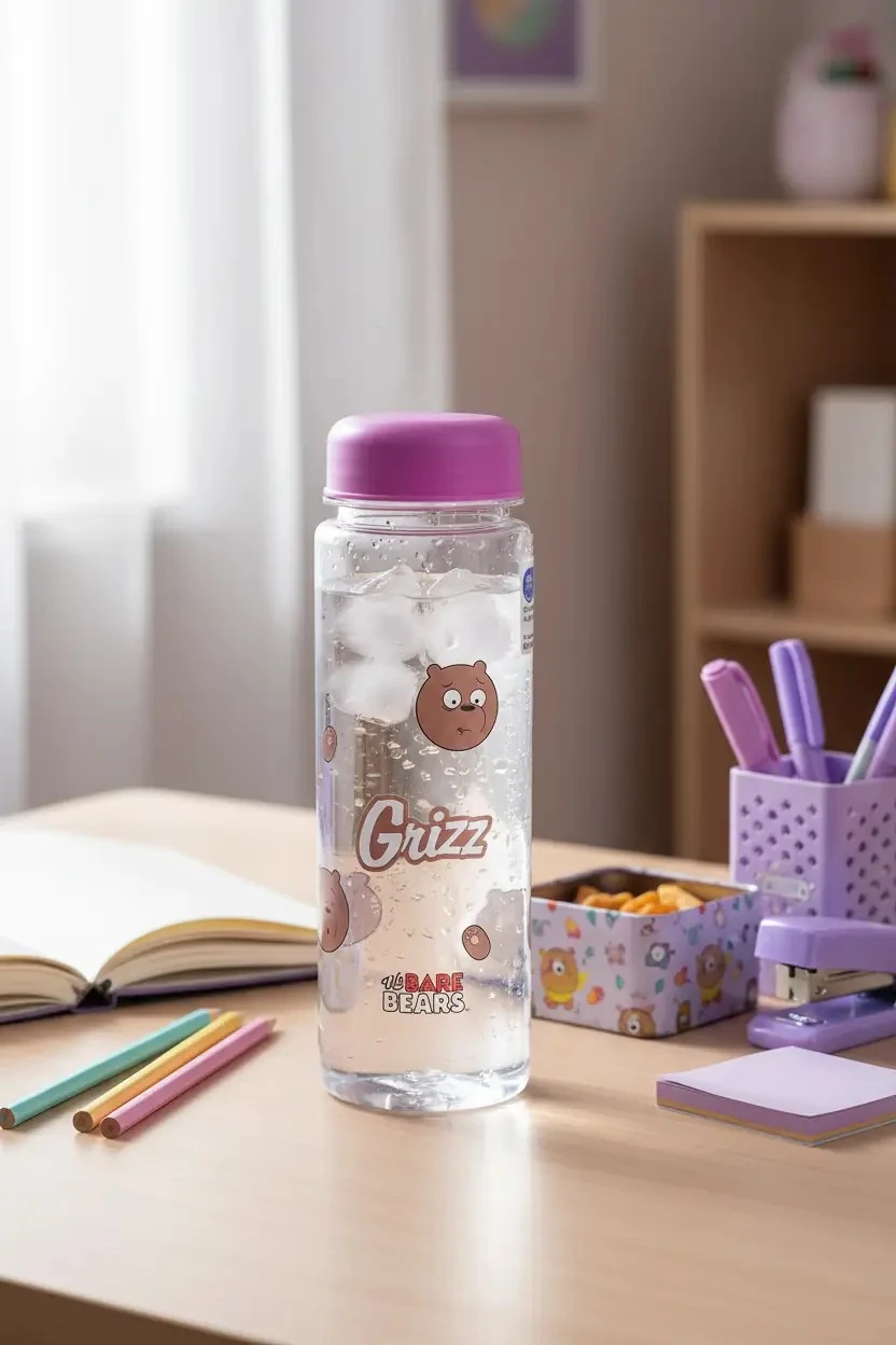 We Bare Bears Lisanslı Boz Ayı Su Şişesi – Hafif ve Dayanıklı Çocuk Matarası 500 ML
