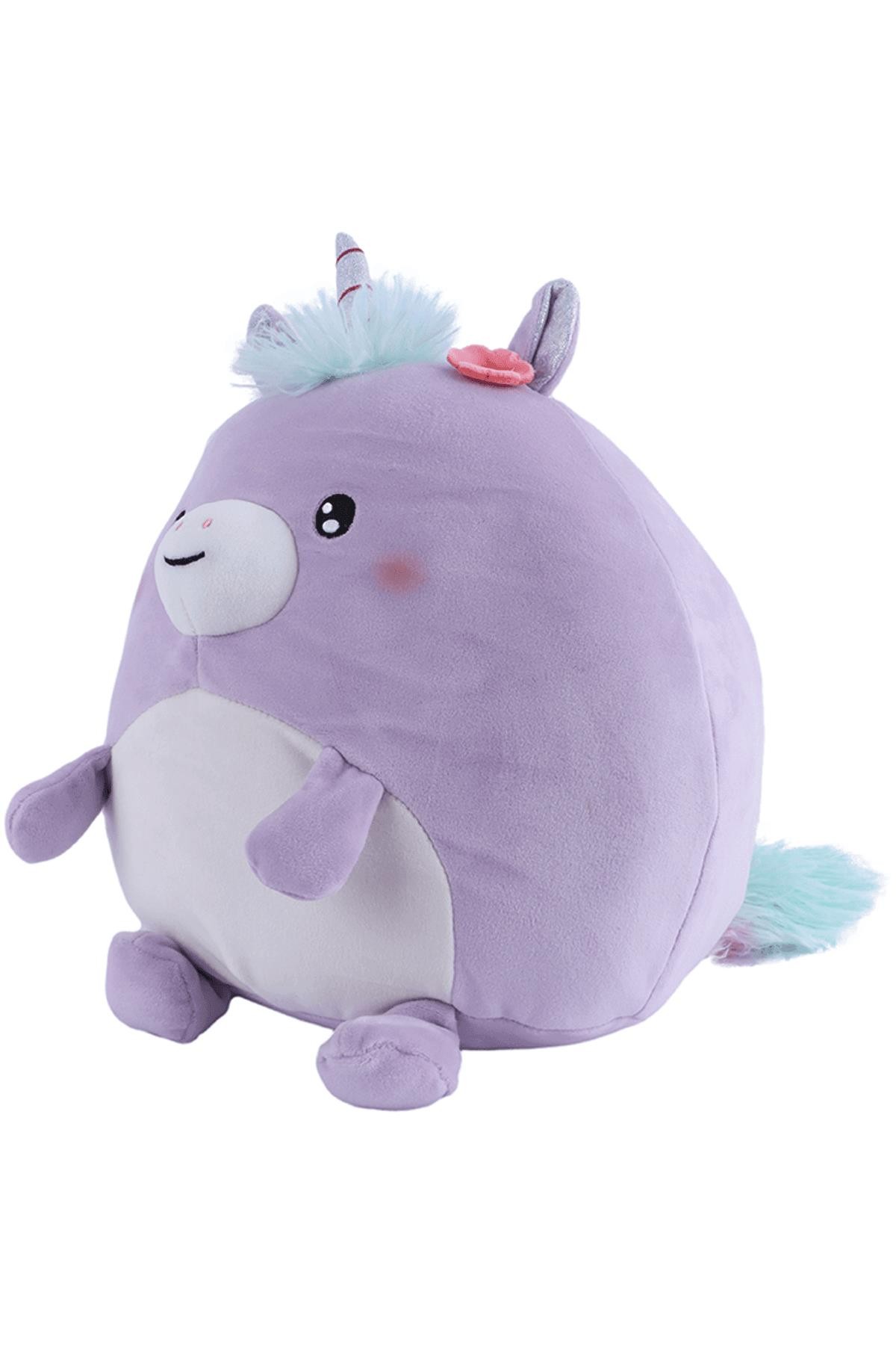 Tombul Serisi Yuvarlak Peluş Oyuncak 30cm - Mor Unicorn