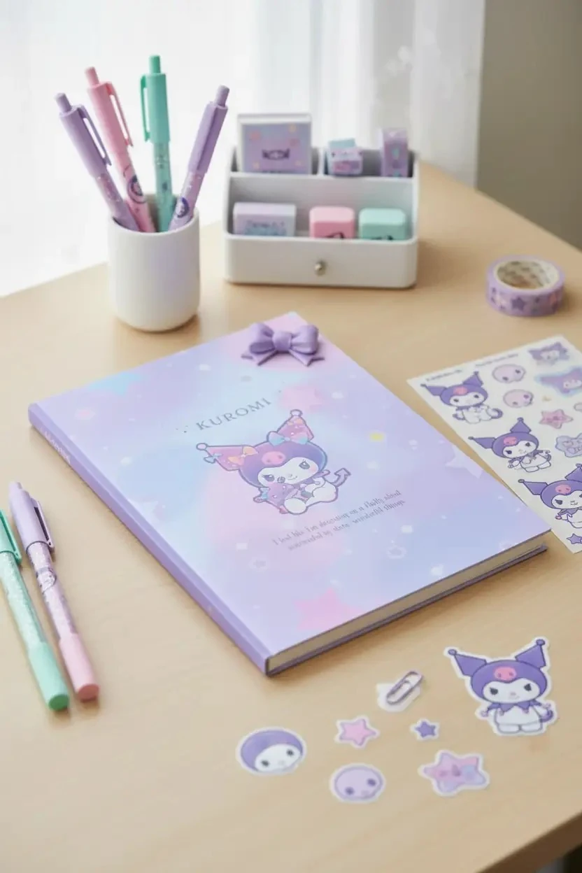Sanrio Lisanslı Kuromi B5 Ciltli Not Defteri 64 Yaprak 18 CM
