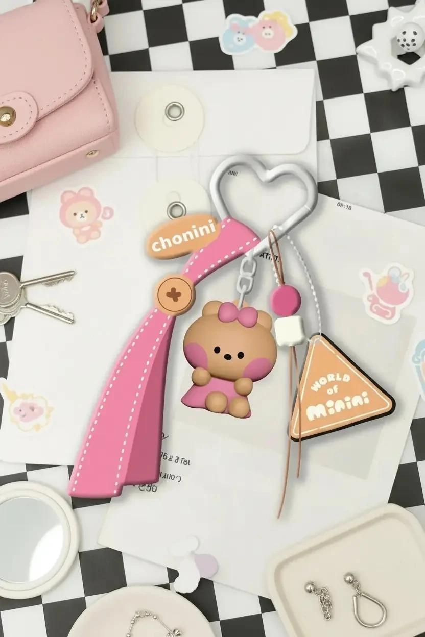 Miniso Lisanslı Minini Koleksiyon Dopamin Oturma Duruşu 3D Anahtarlık – Çanta & Anahtar Süsü