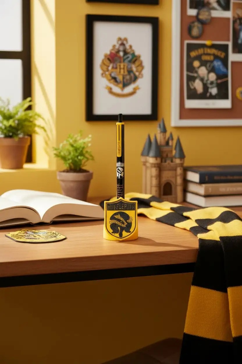 Harry Potter Lisanslı Stantlı Tükenmez Kalem Seti (Siyah) - Hufflepuff