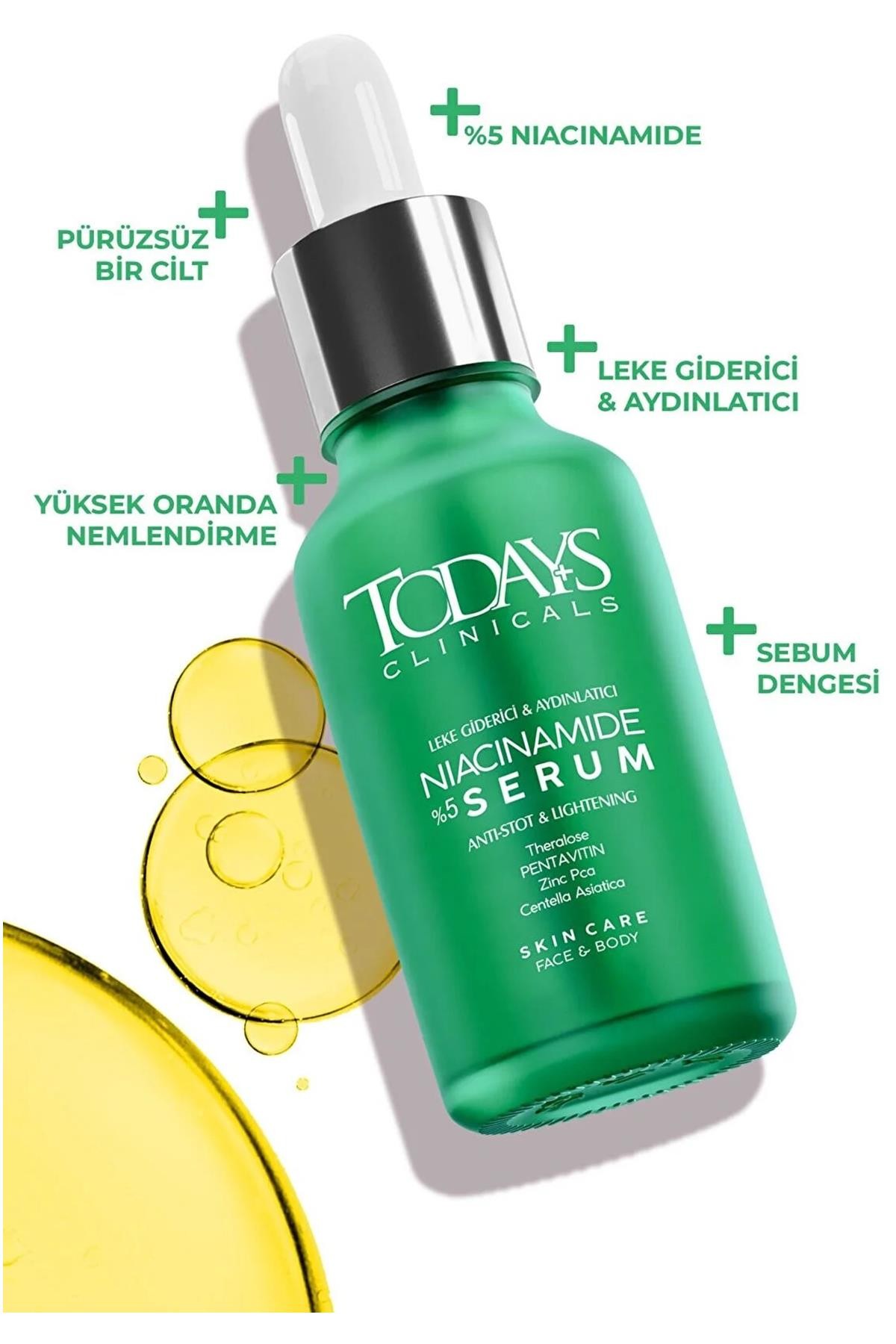 Todays Clinicals %5 Niacinamide + Aydınlatıcı Serum + Centella Asiatica + Zinc Serum 30 Ml