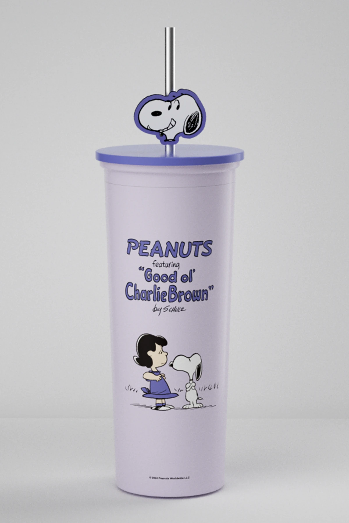 Snoopy Lisanslı Pipetli Paslanmaz Çelik Su Kabı (800Ml) - Mor (Outlet)