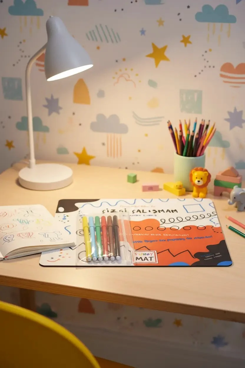 Akademi Çocuk Mini Funny Mat Çizgi Çalışmam – 6 Kalemli Eğitici Aktivite Seti