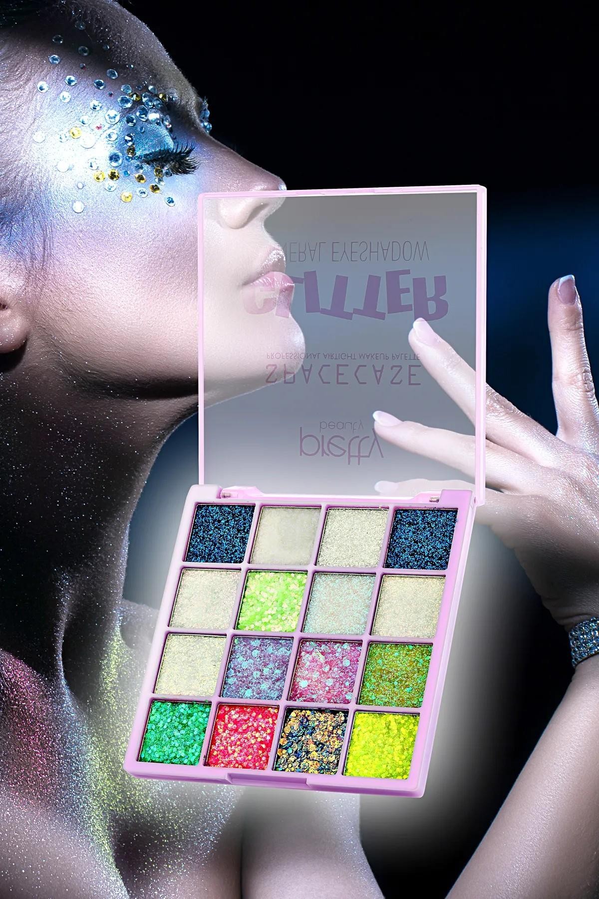 Pretty Beauty 16'Lı Glitter Makyaj Paleti Gel Formüllü Göz Ve Vücut