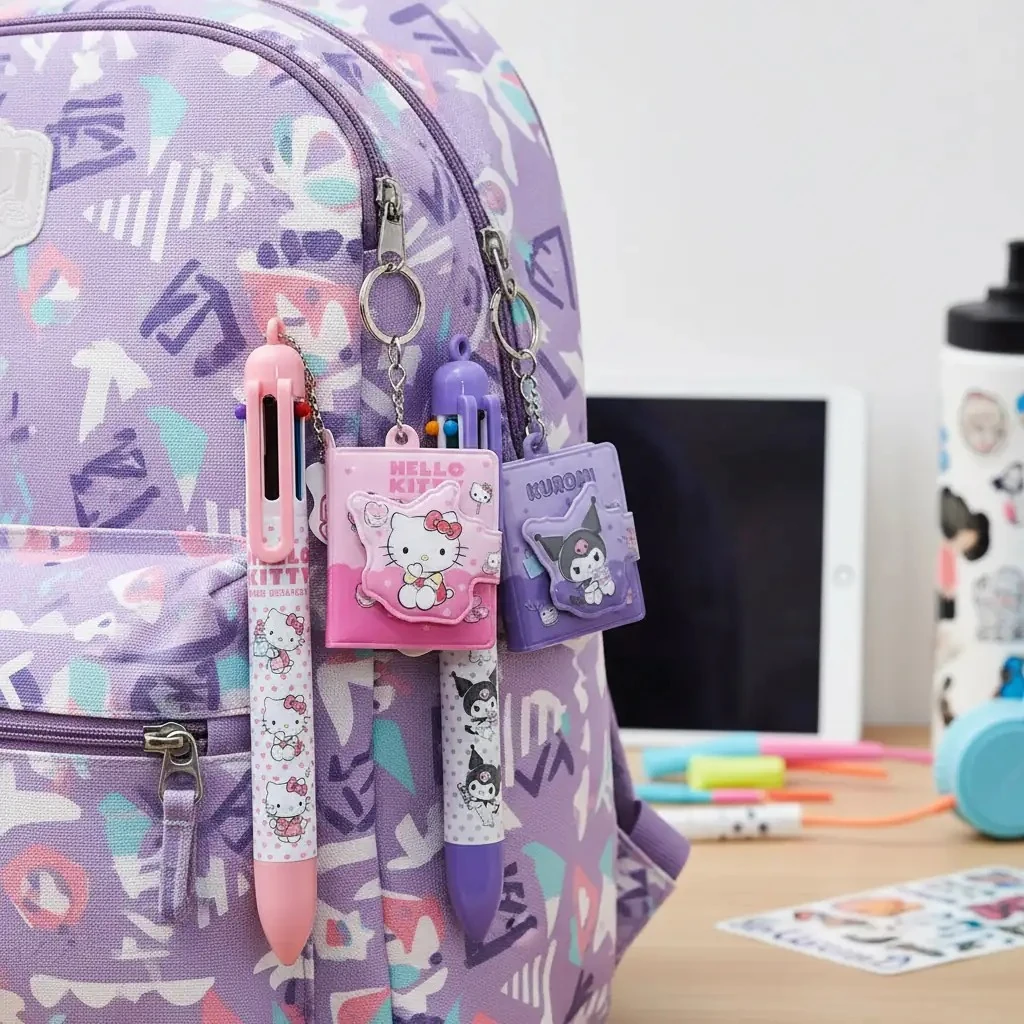 Timon Sanrio Lisanslı 6 Renkli Tükenmez Kalem – Kuromi Figürlü