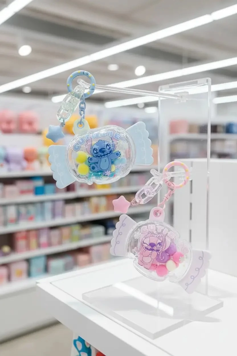 Disney Lisanslı Stitch Şeker Figürlü Boncuklu Anahtarlık – Parti Serisi 9 Cm