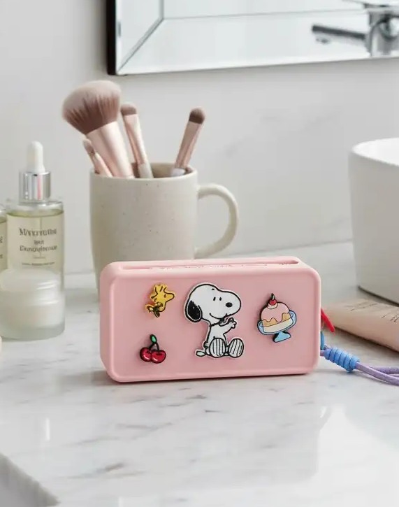 Snoopy Lisanslı Silikon Kozmetik Çantası - Pembe