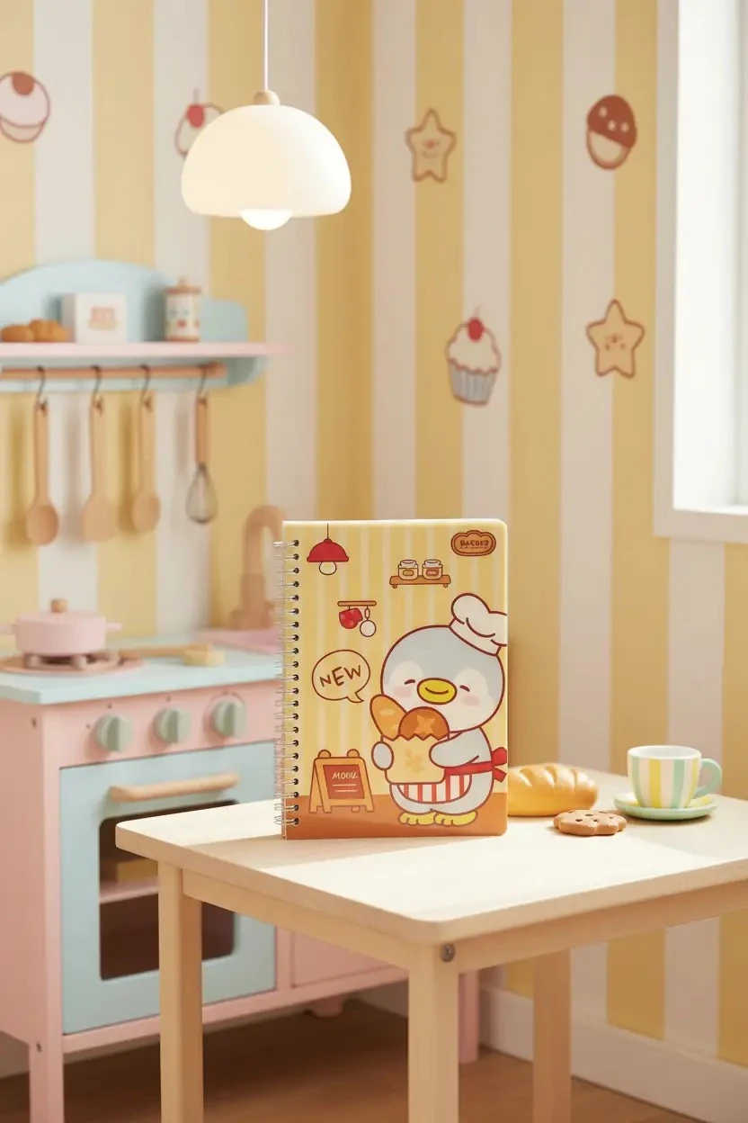 Miniso Lisanslı Pişirme Serisi A5 Telli Not Defteri Mini Pen Cook 20.4 Cm