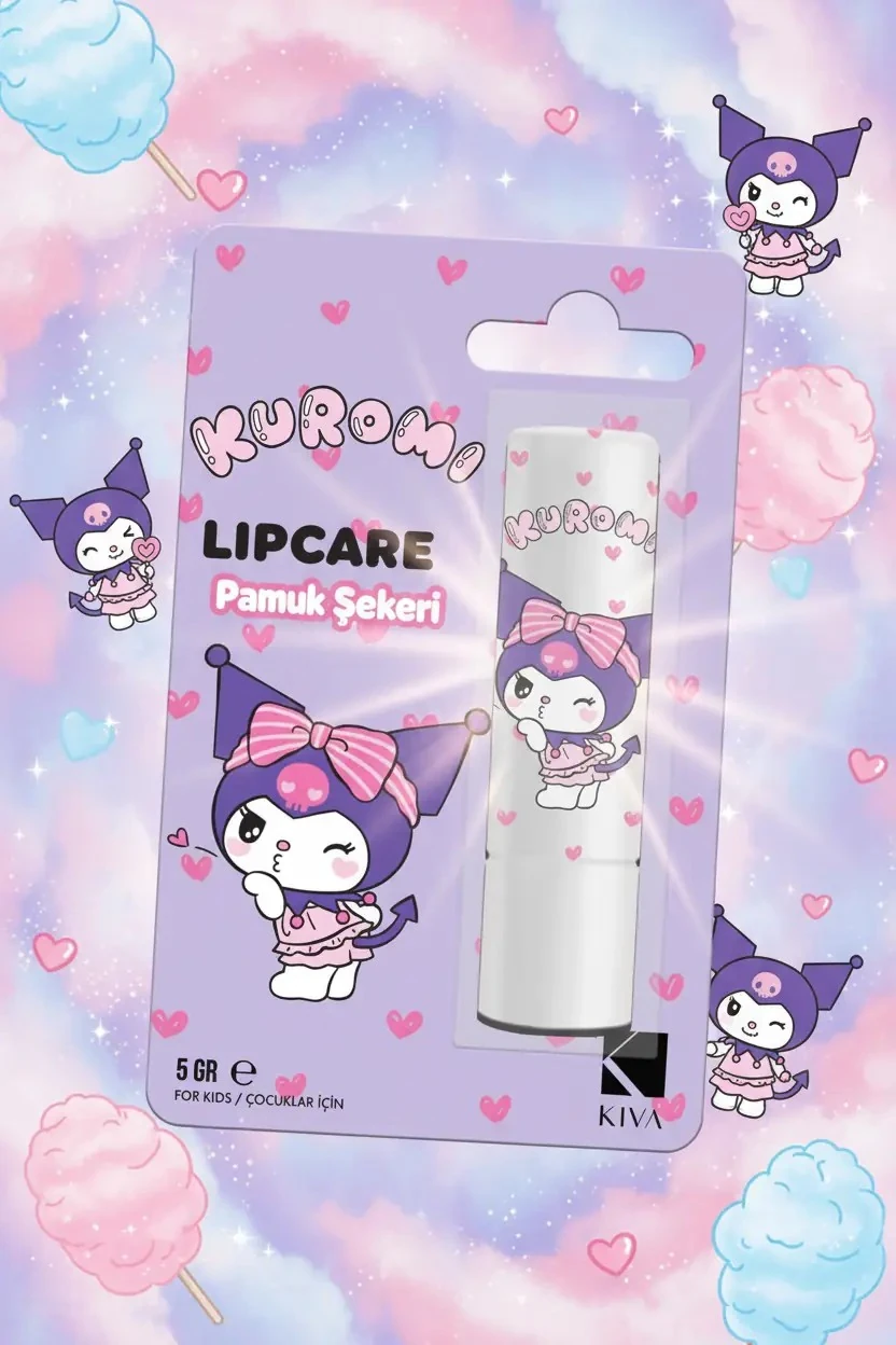 Sanrio Lisanslı Kuromi Lipcare Pamuk Şekerli Lip Balm 5 gr – Nemlendirici Dudak Balmı