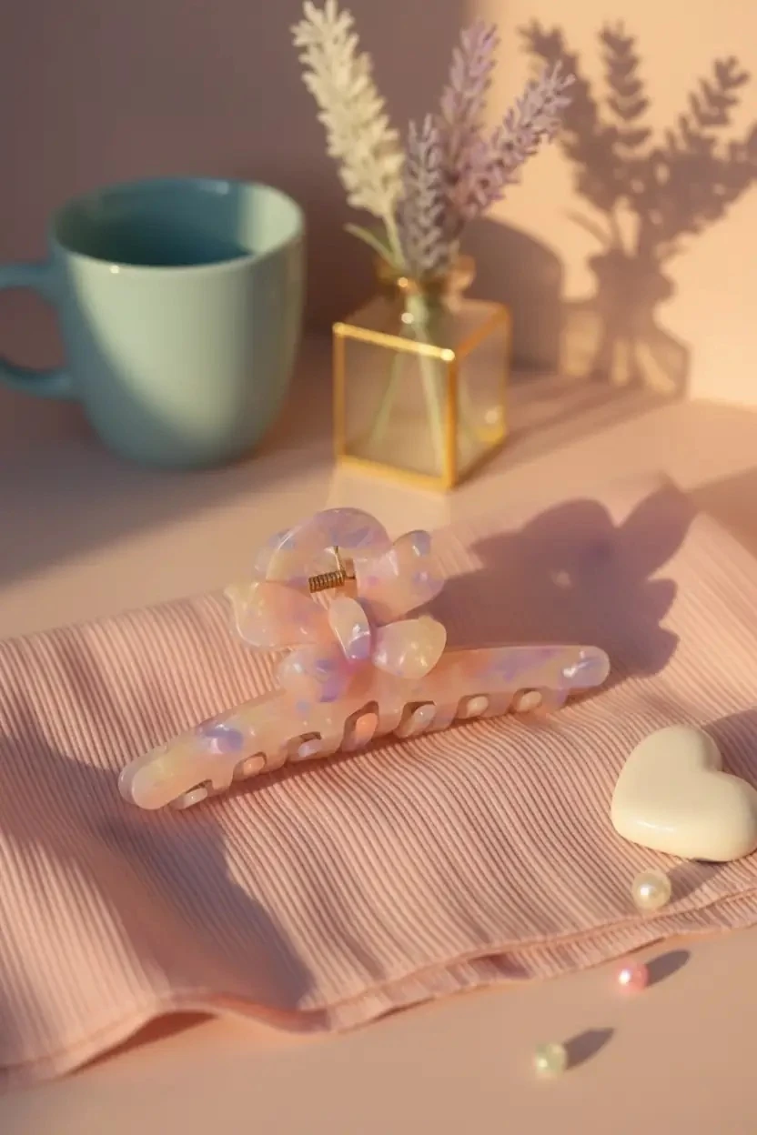 Mor Fiyonk Figürlü Kıskaç Toka