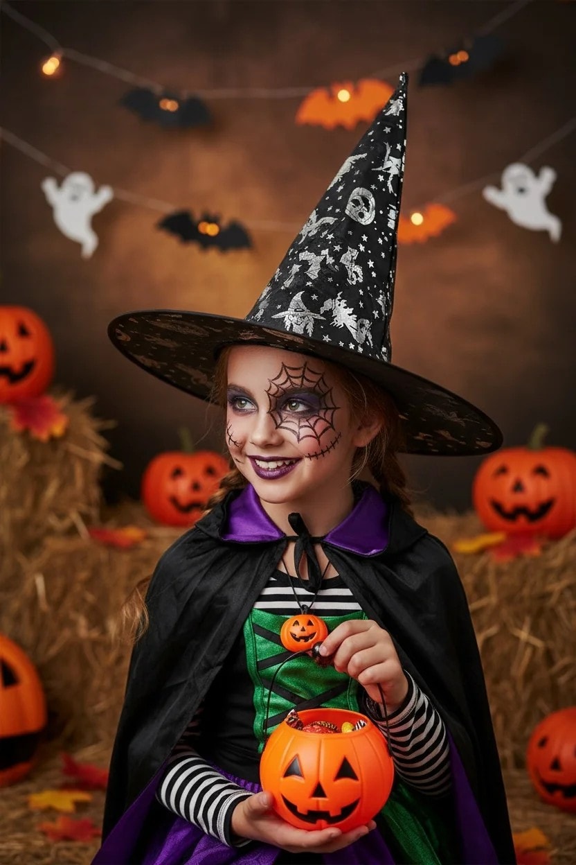 Halloween Siyah Gümüş Cadı Şapkası