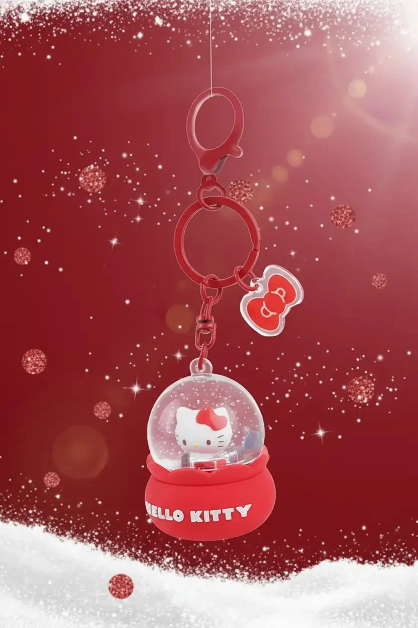 Sanrio Lisanslı Hello Kitty Kristal Top Sıvı Anahtarlık - Hareketli Figürlü Şirin Çanta Aksesuarı