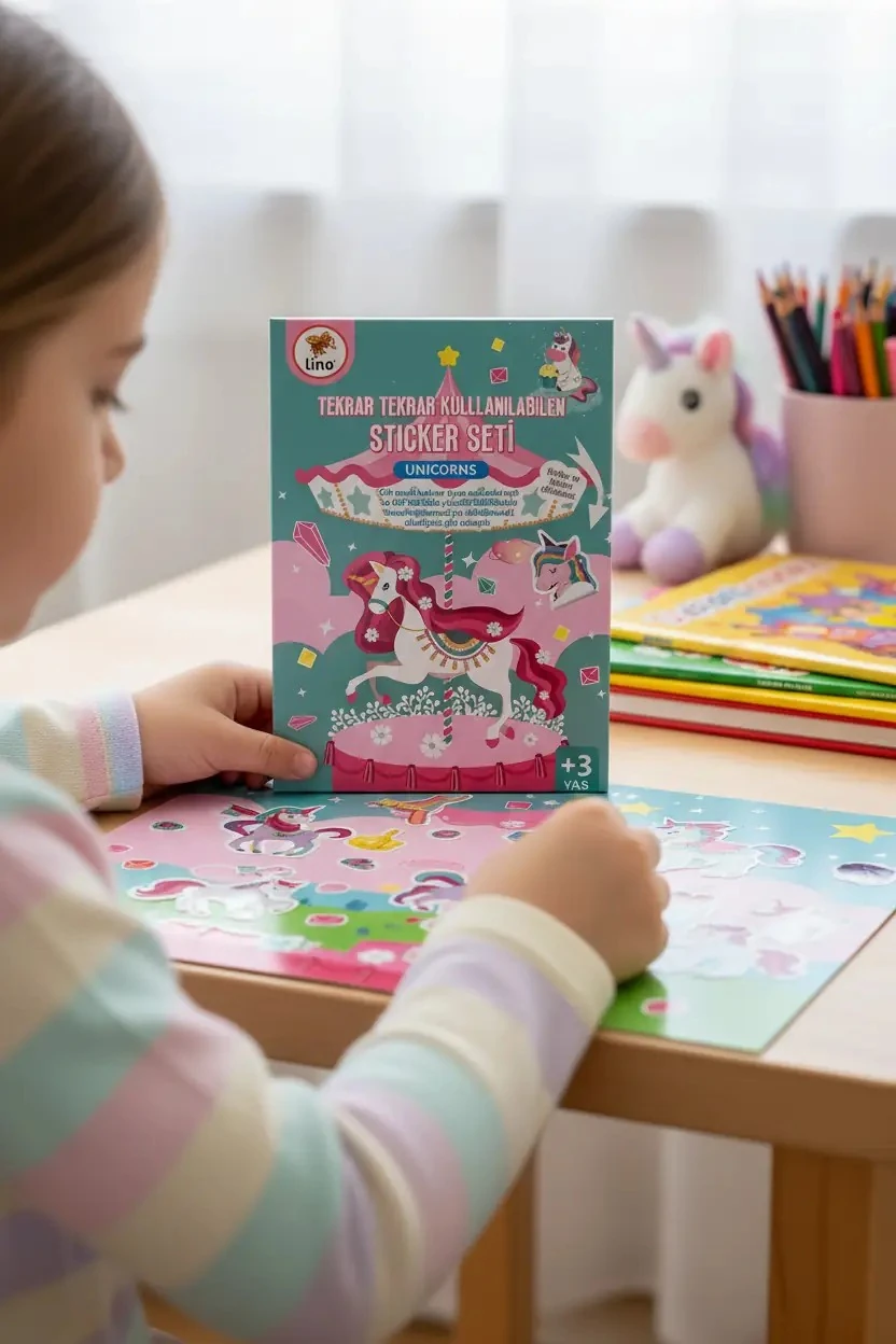 Lino Tekrar Kullanılabilen Sticker Seti – Unicorns İle Eğlenceli Oyun