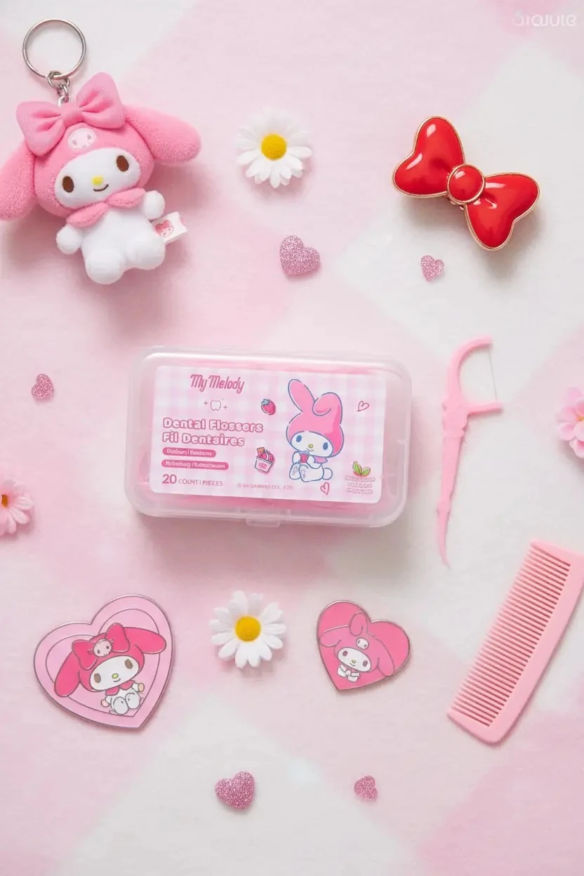 Sanrio Lisanslı Ultra İnce Nane Aromalı Kürdan Tipi Diş İpi (20x3 Adet) My Melody
