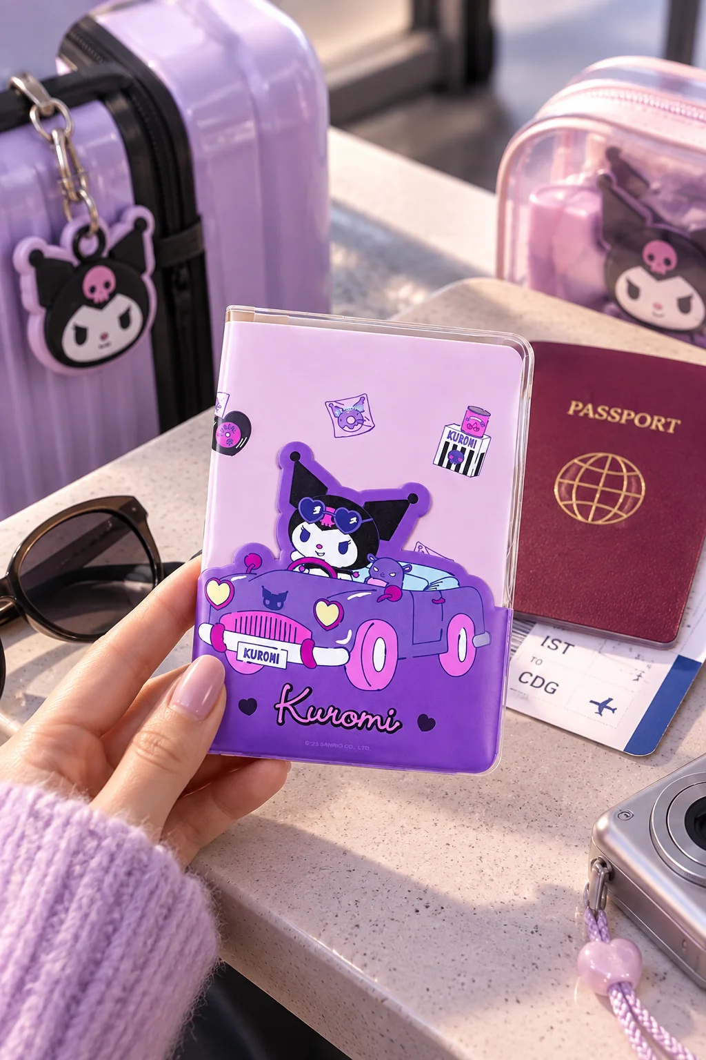 Sanrio Lisanslı Kuromi Pasaport Kılıfı - Dayanıklı PVC Koruyucu ve Şık Seyahat Belgeliği