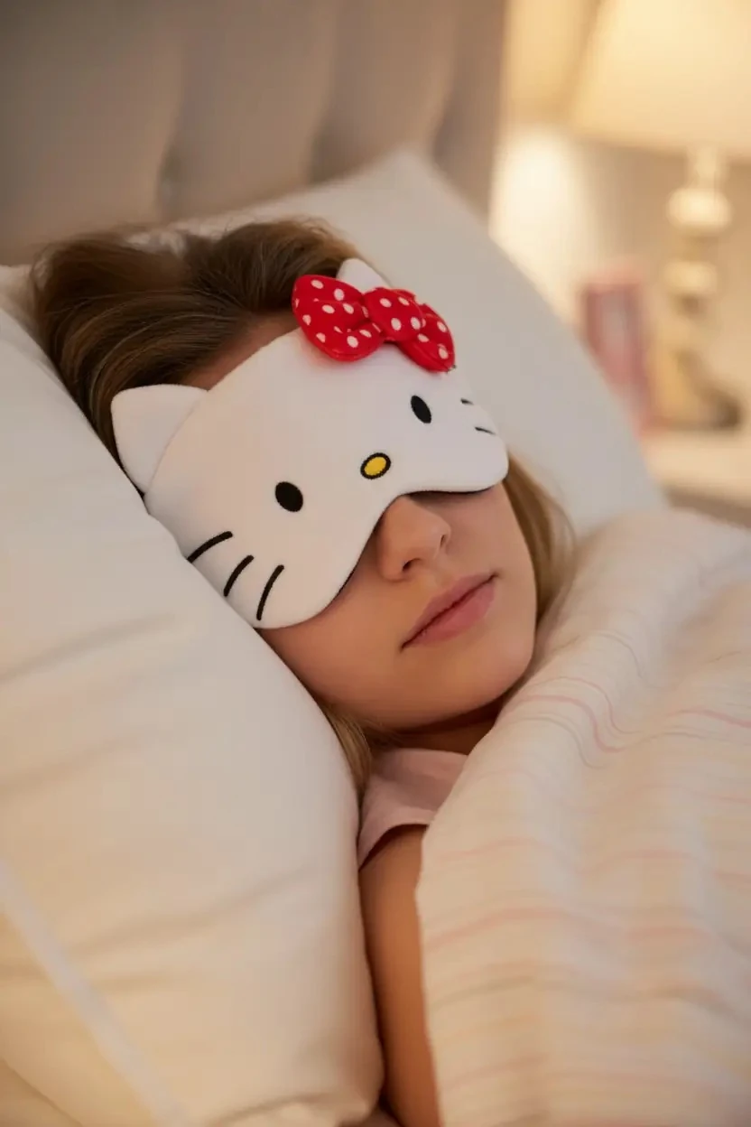 Sanrio Lisanslı Hello Kitty Puffy Fluffy Uyku Maskesi
