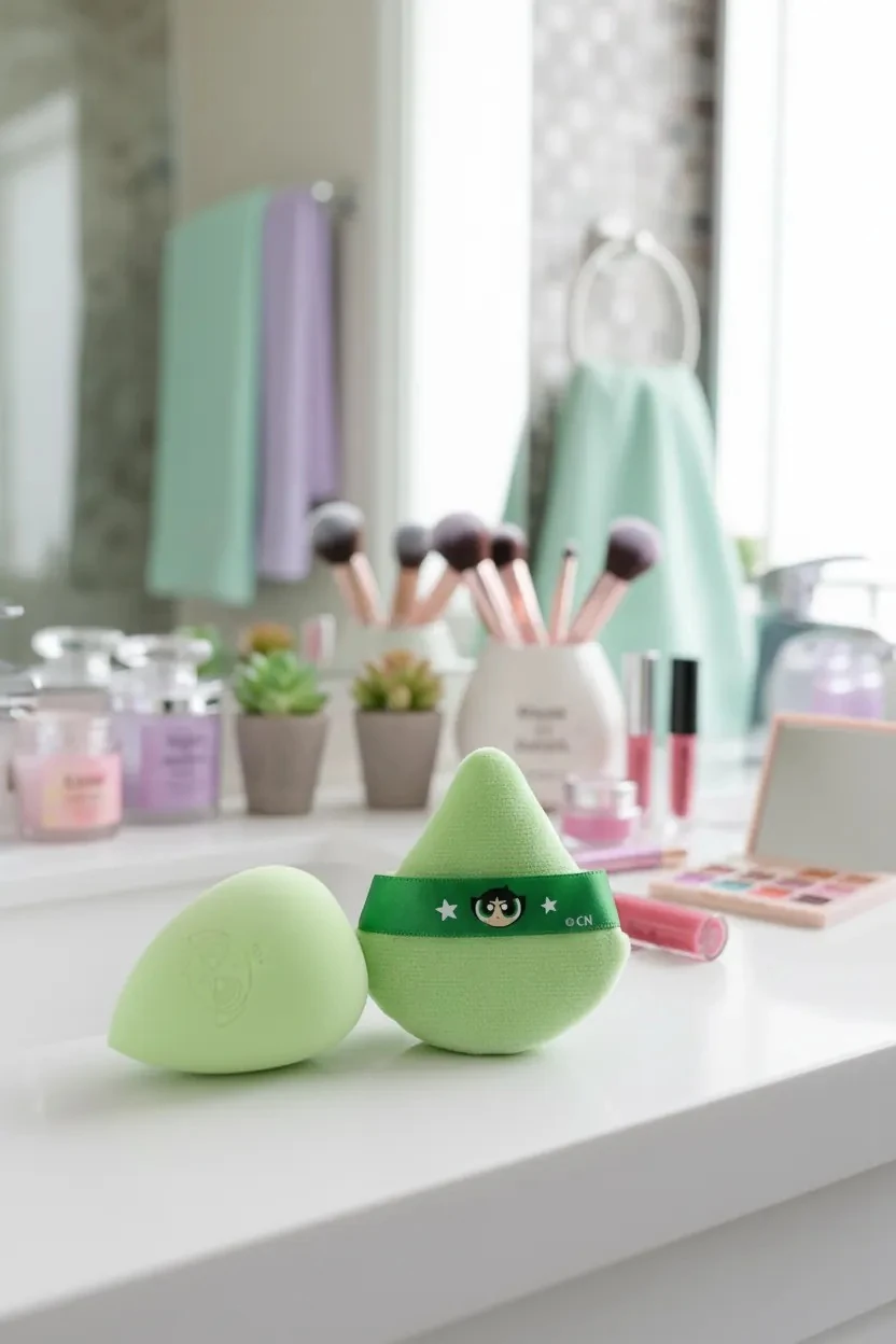 Powerpuff Girls Lisanslı Makyaj Süngeri ve Puf Seti - Buttercup