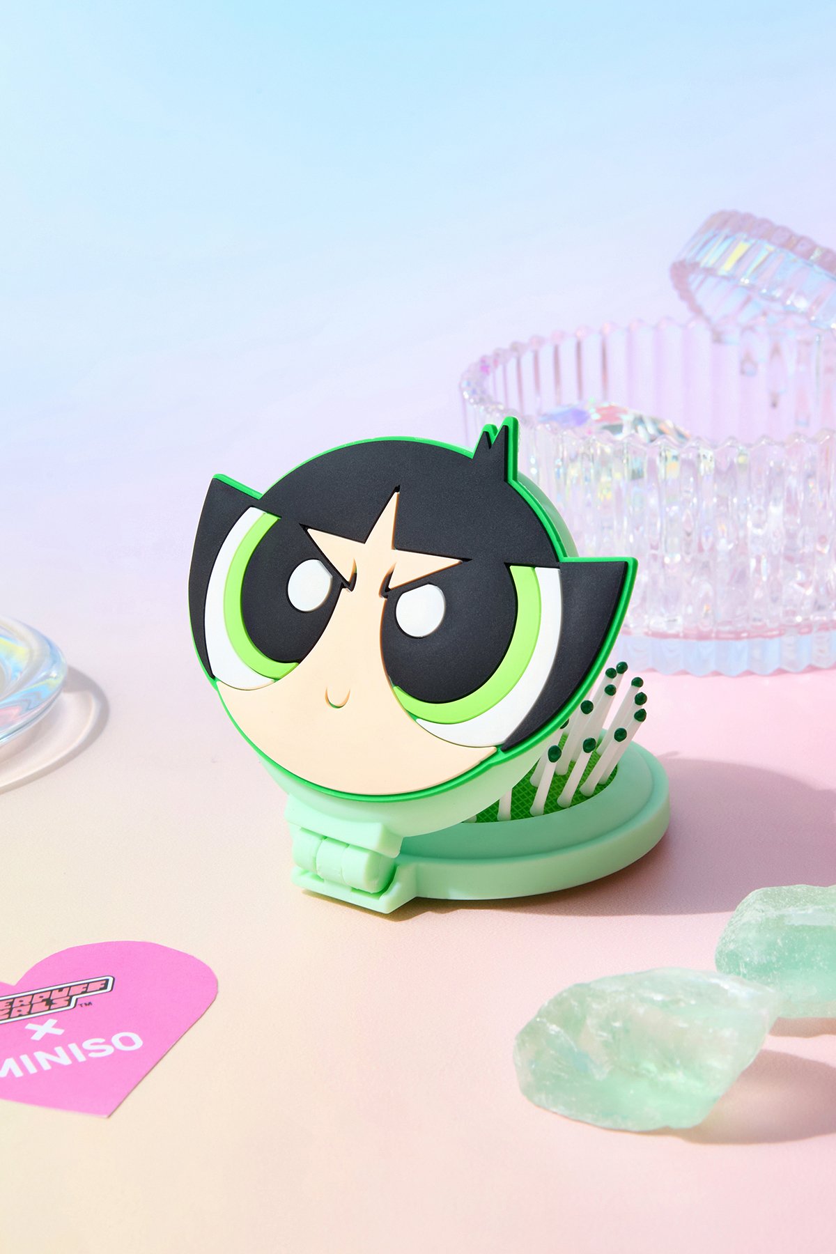 Powerpuff Girls Lisanslı Aynalı Mini Saç Fırçası - Buttercup