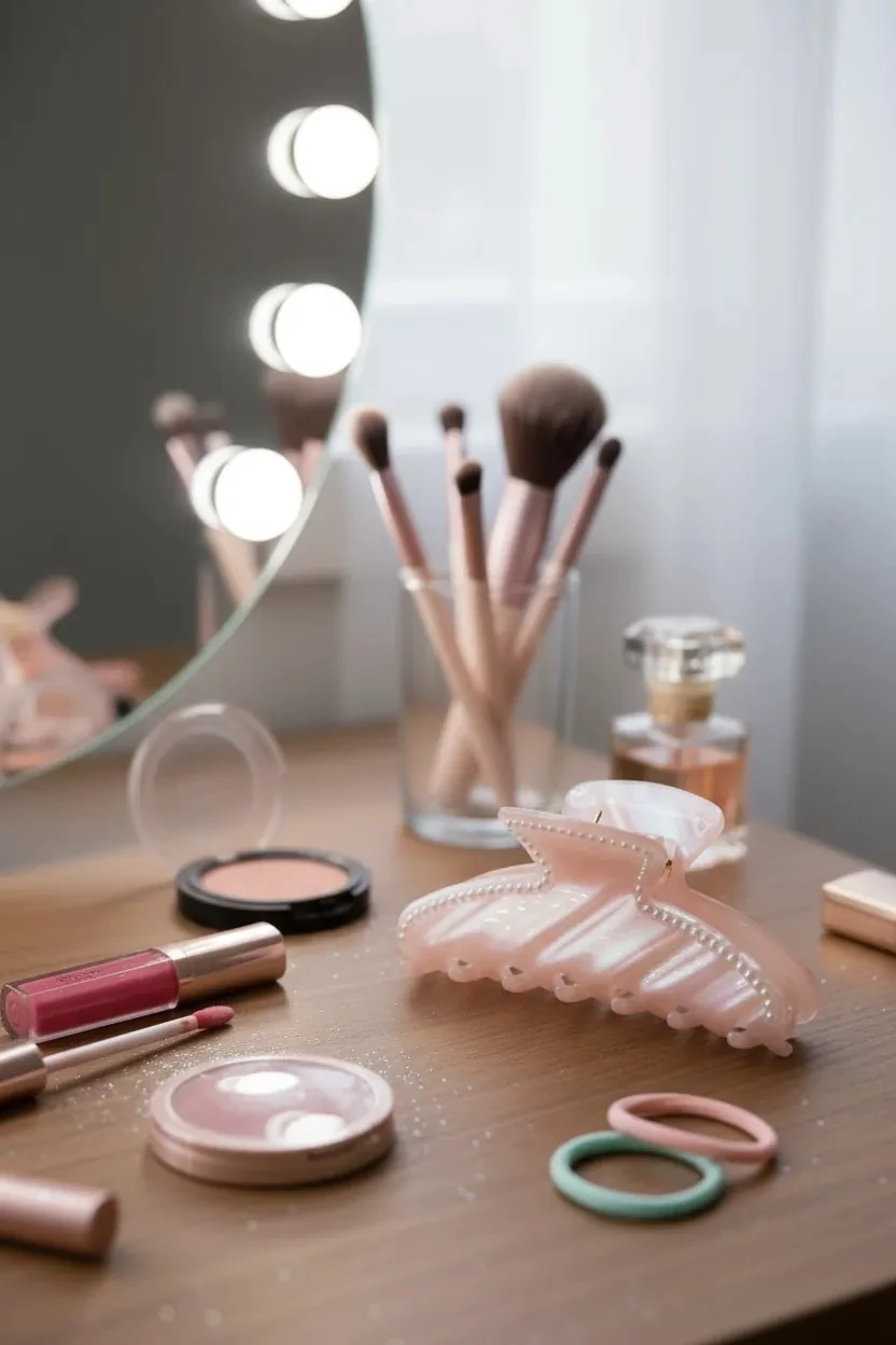 Pembe Işıltılı Kıskaç Toka