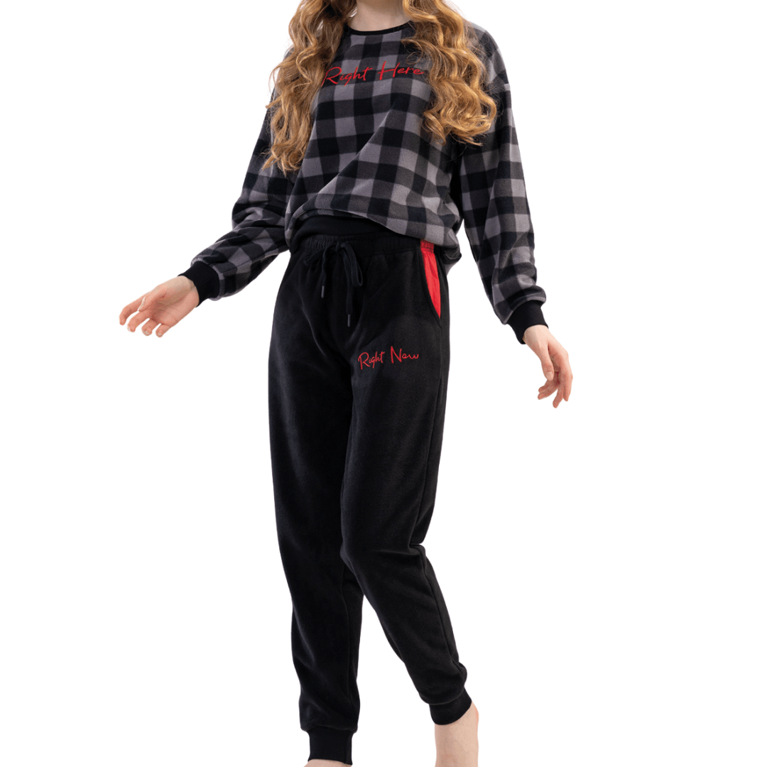 Uzun Kol Pijama Siyah L