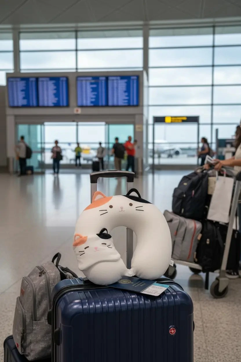 Sevimli Hayvan Serisi Uyku Gözlüklü Hafızalı Boyun Yastığı