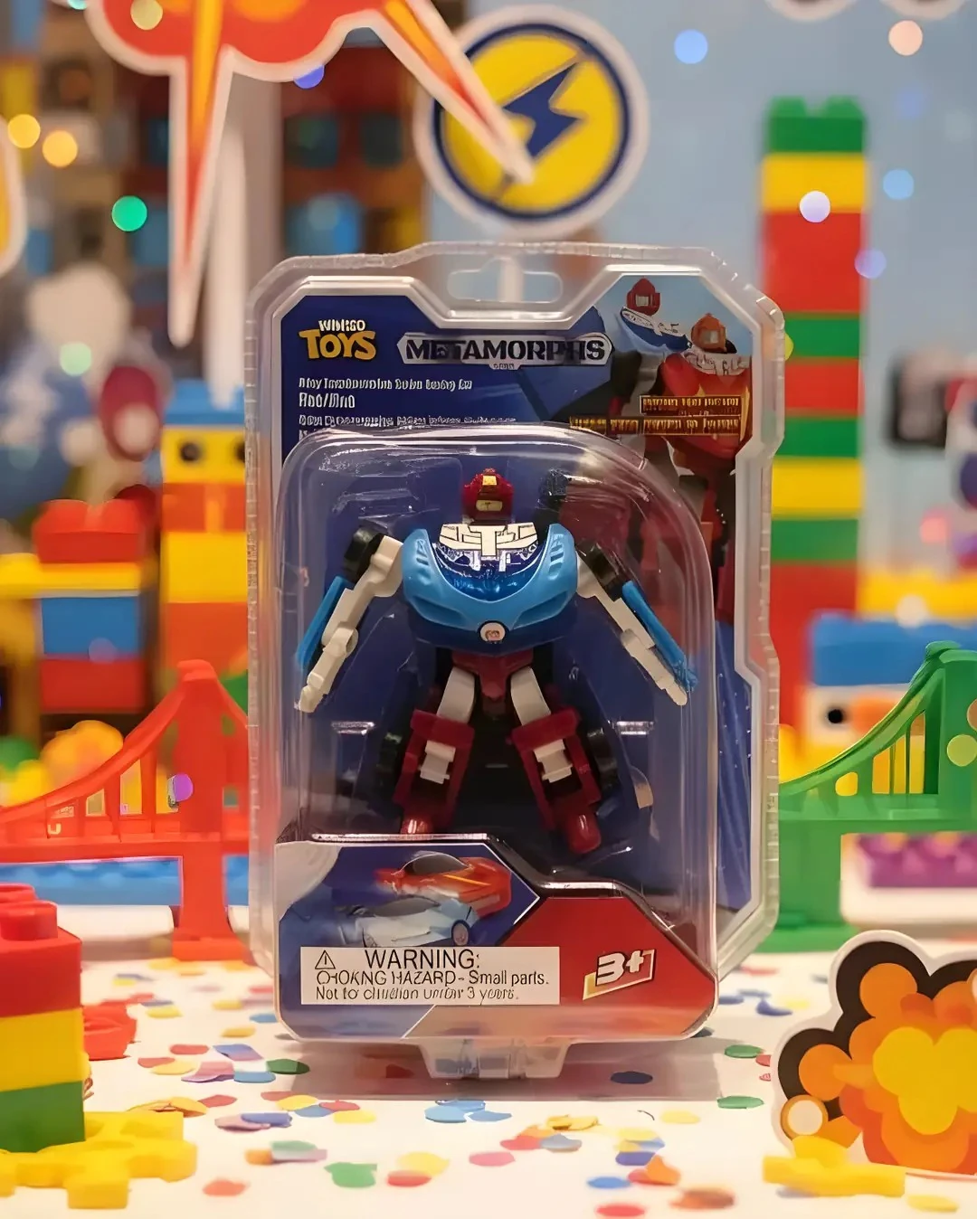 Metal Robota Dönüşen Yarış Arabası (Kırmızı/Mavi)