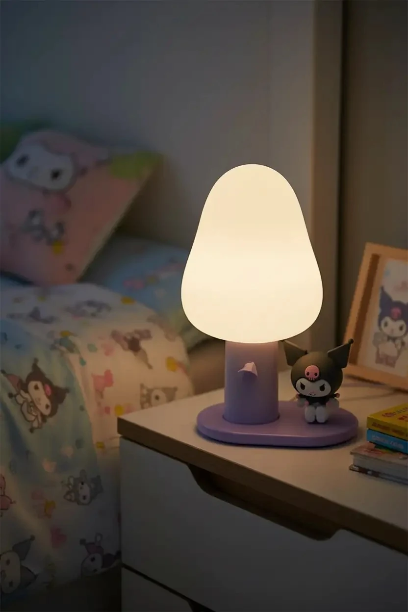 Sanrio Lisanslı Kuromi LED Gece Lambası – Yumuşak Işıklı Dekoratif 10,5 Cm