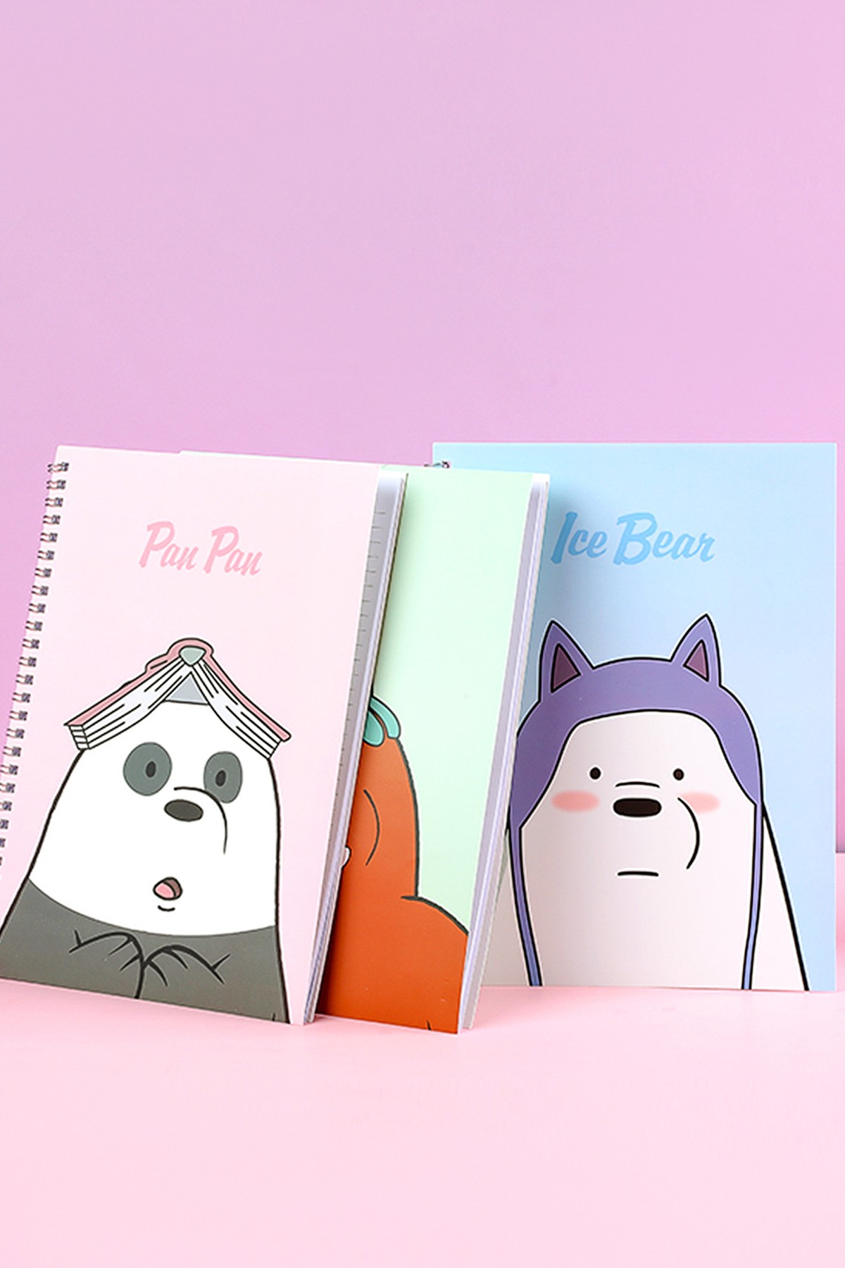 We Bare Bears Lisanslı Telli Çizgili Büyük Not Defteri