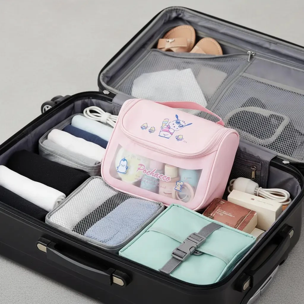Sanrio Lisanslı Pochacco Makyaj Seyahat Çantası - Geniş İç Hacimli Fermuarlı Kozmetik Düzenleyici