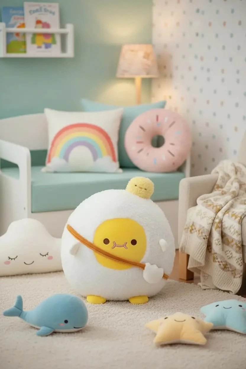 Miniso Lisanslı Yumurta Peluş Oyuncak 27 Cm (Yolk) – Ayakta Yumuşacık Sevimli Tasarım