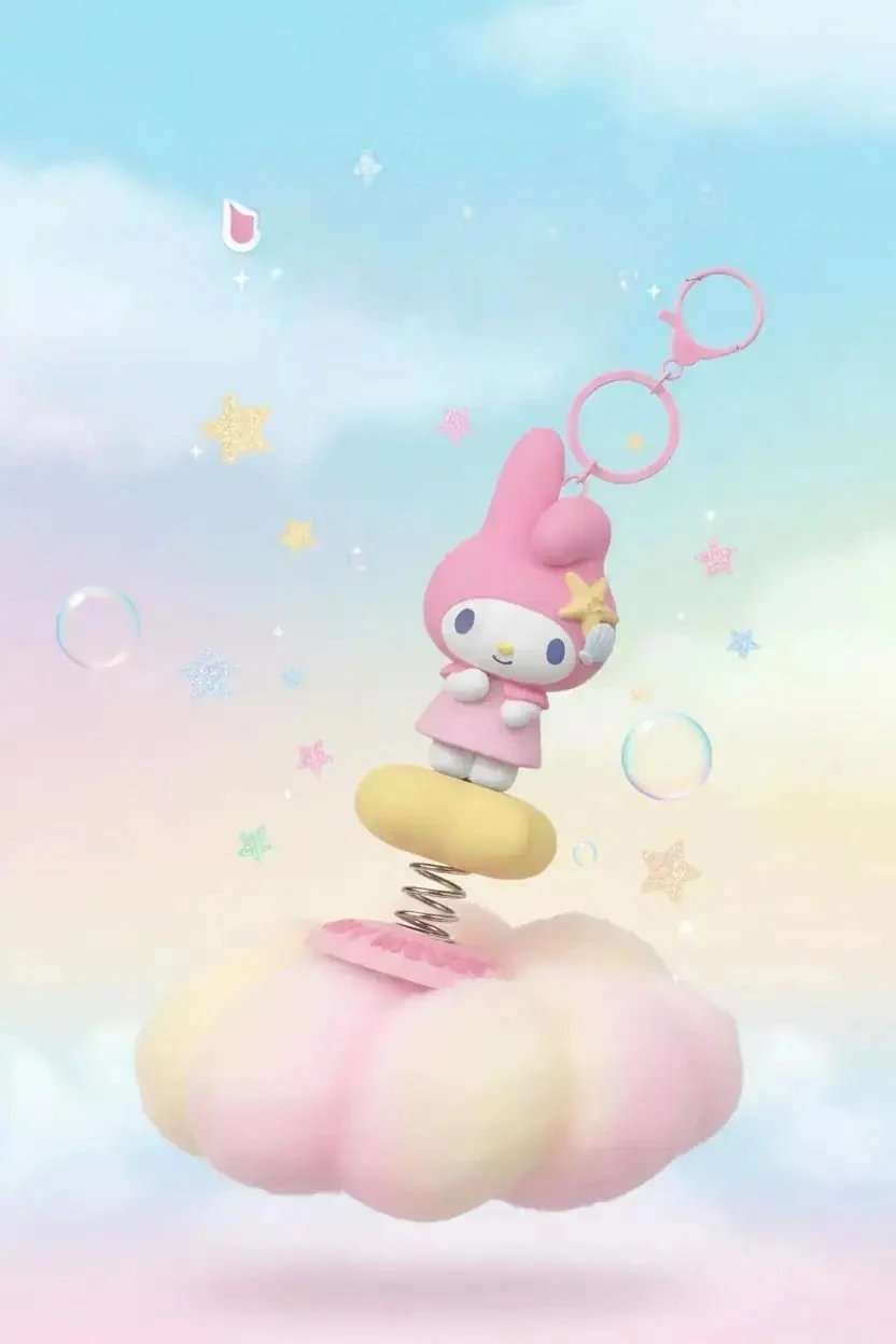 Sanrio Lisanslı Okyanus Hazinesi Hareketli Araba Süsü - My Melody Figürlü Yaylı Dikiz Aynası Aksesuarı