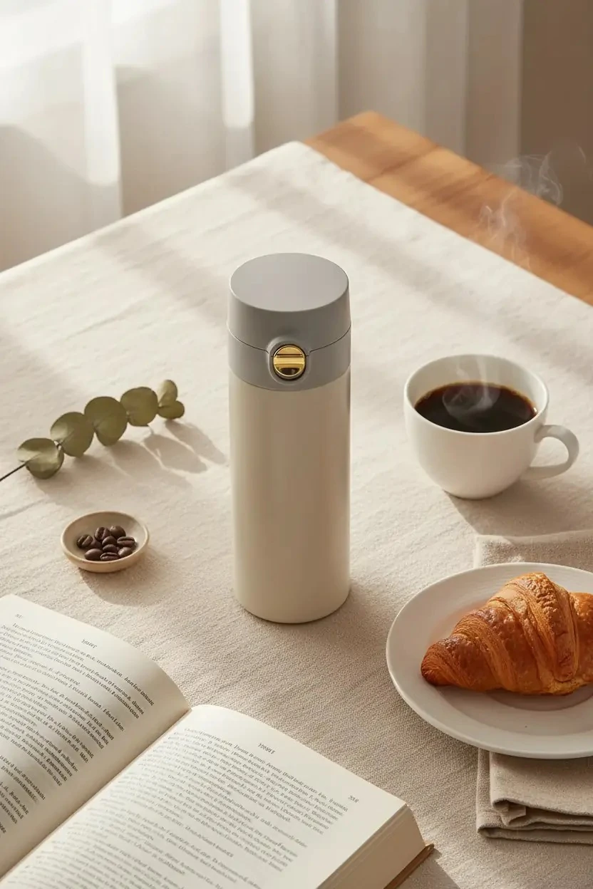 Miniso Lisanslı Kapaklı Tek Renkli Termos Bej 200 Ml – Paslanmaz Çelik