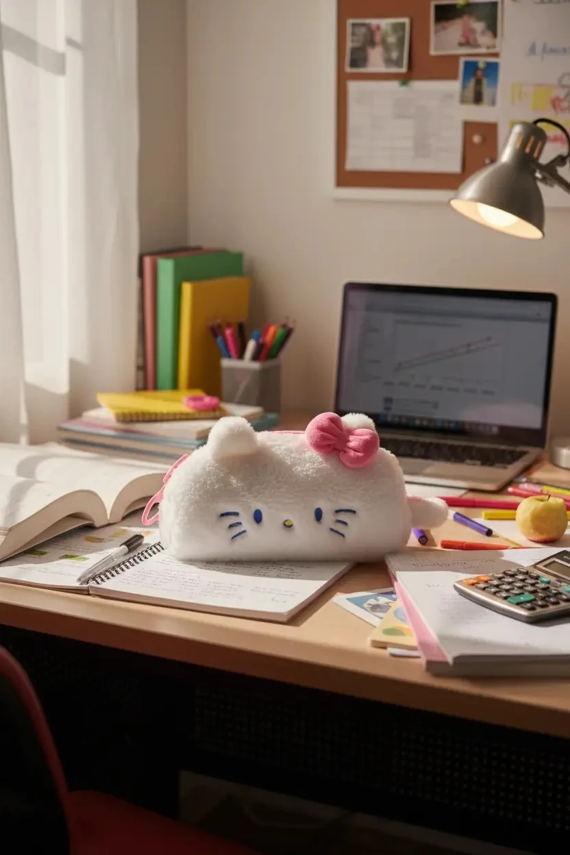 Sanrio Lisanslı Hello Kitty Büyük Fermuarlı Peluş Kalemlik