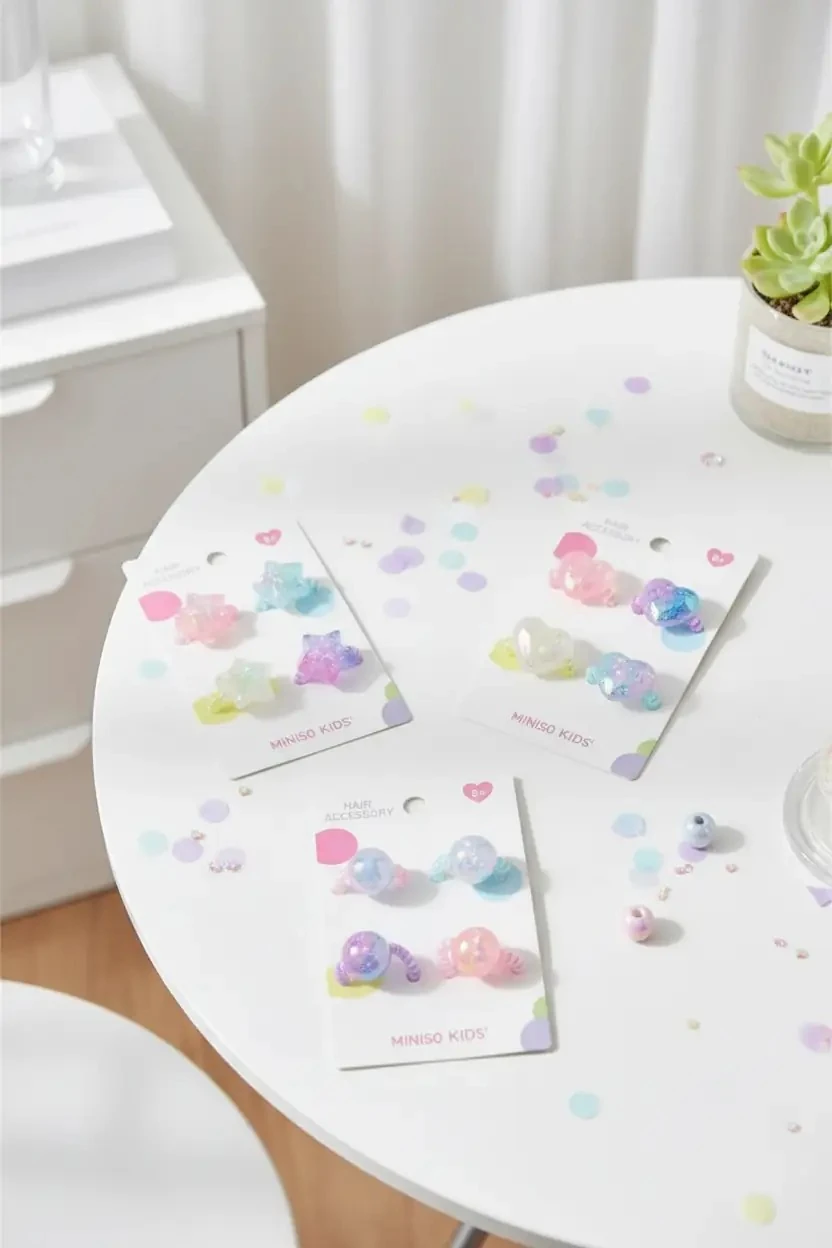 Miniso Lisanslı Spiral Saç Tokası Seti (4 Adet) – İz Bırakmayan & Esnek Saç Lastiği