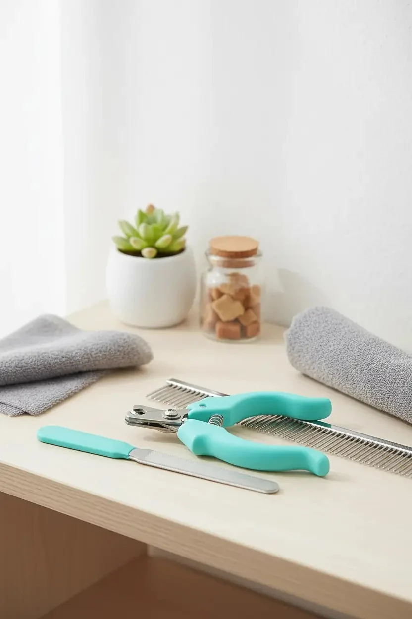 Miniso Lisanslı Evcil Hayvanlar İçin Tırnak Bakım Seti – Paslanmaz Çelik Makas ve Taraklı Yeşil Set 20 Cm