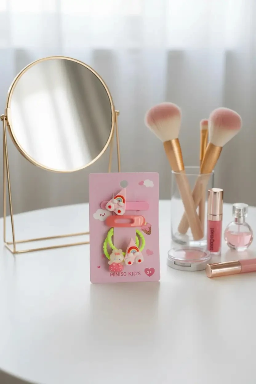 Miniso Lisanslı Eğlence Serisi Dondurma Figürlü 4'lü Saç Toka Seti – Çocuklar İçin Tatlı Tasarımlı ve Dayanıklı Aksesuar