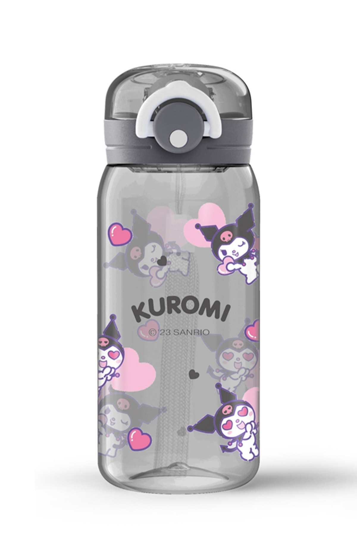 Sanrio Lisanslı Askılı Plastik Şişe (450mL)(Kuromi)