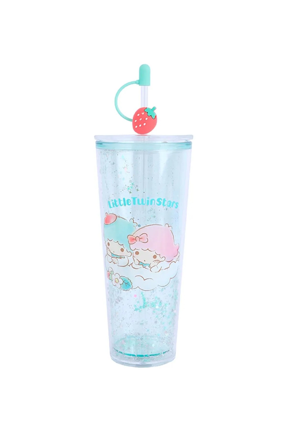 Sanrio Lisanslı Çift Cidarlı Pipetli Plastik Şişe (800ml) - Little Twin Stars