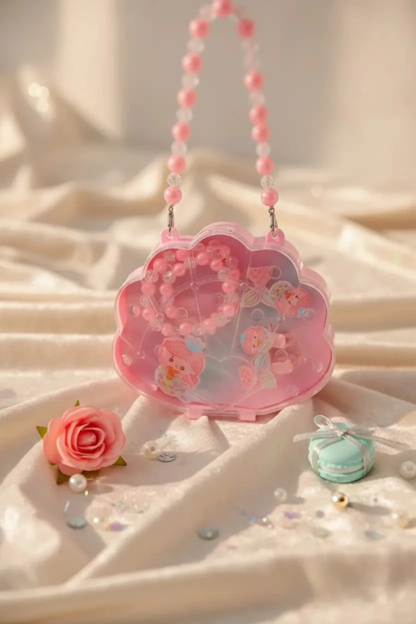 Miniso Lisanslı Deniz Kızı Figürlü Çocuk Kolye Bileklik ve Yüzük Takı Seti