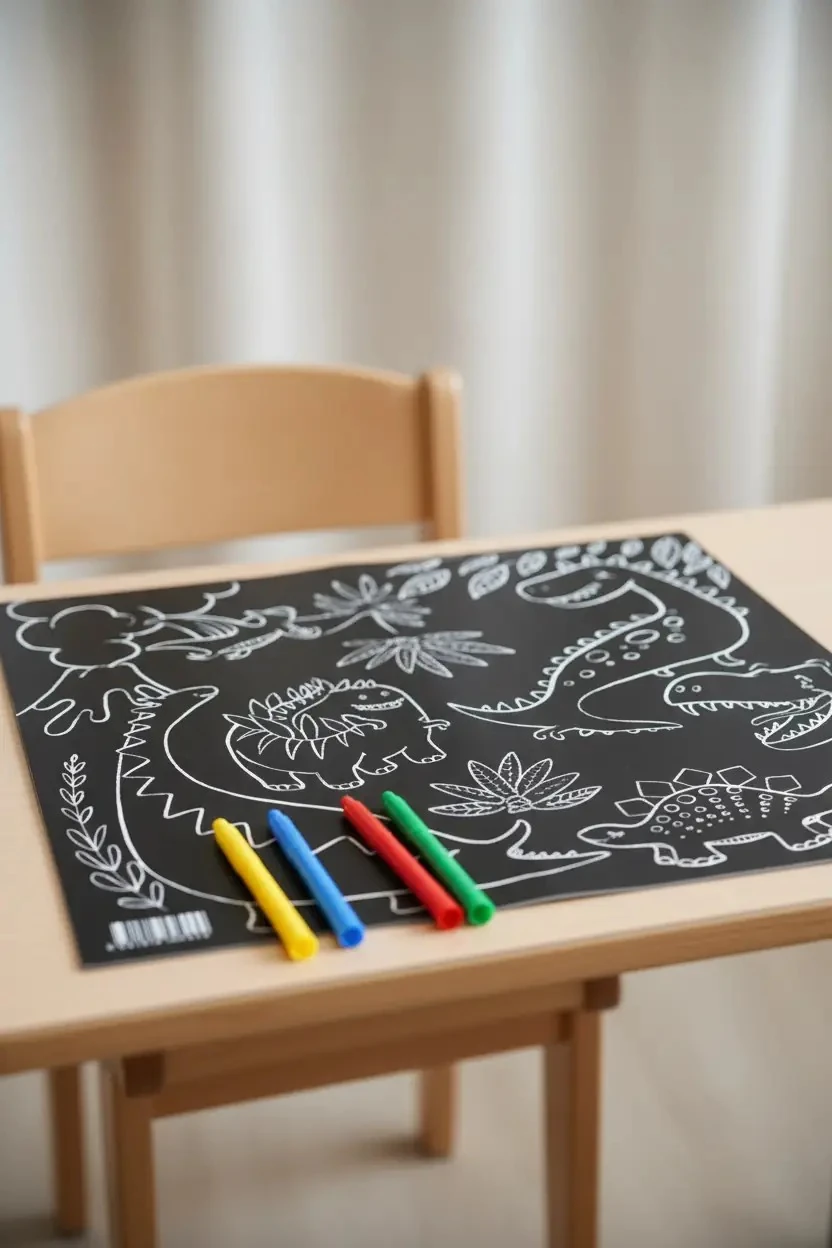 Akademi Çocuk Funny Mat Siyah Dinozorlar – 40x40 cm Silinebilir Aktivite Matı