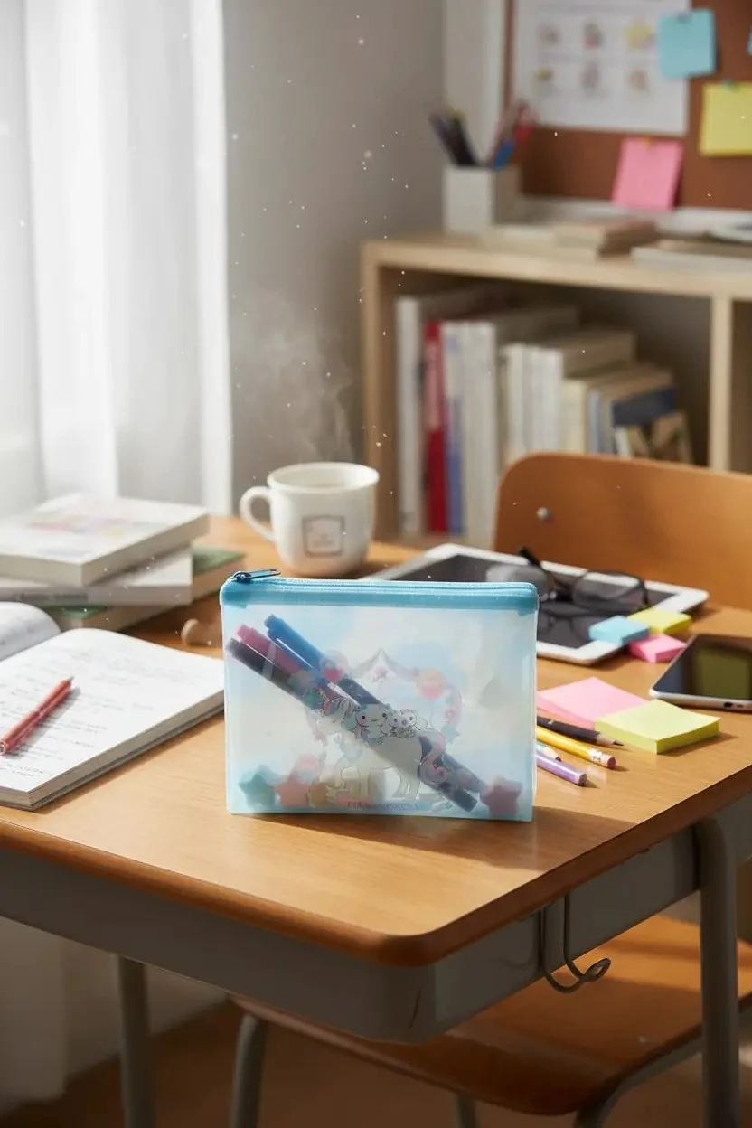 Sanrio Lisanslı Cinnamoroll PVC Şeffaf Kalemlik – Fermuarlı ve Çok Amaçlı Düzenleyici Çanta