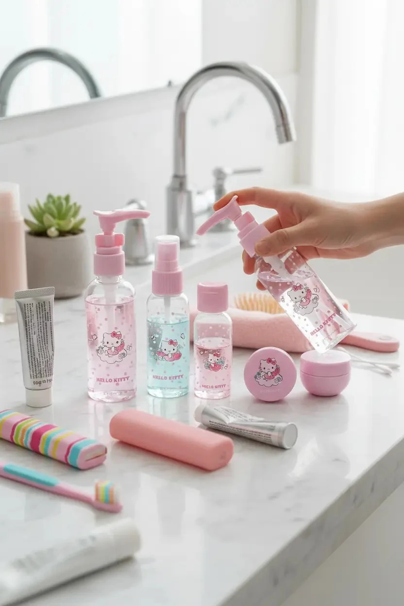 Sanrio Lisanslı Hello Kitty Seyahat Şişe Seti 5 Parça