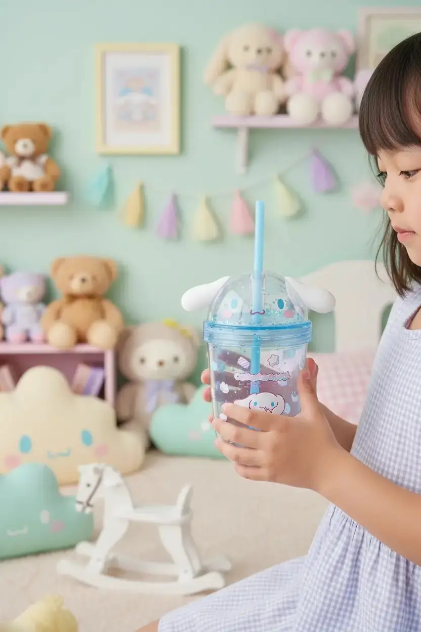 Sanrio Cinnamoroll Kulaklı Pipetli Su Şişesi 435 ml | Miniso TR