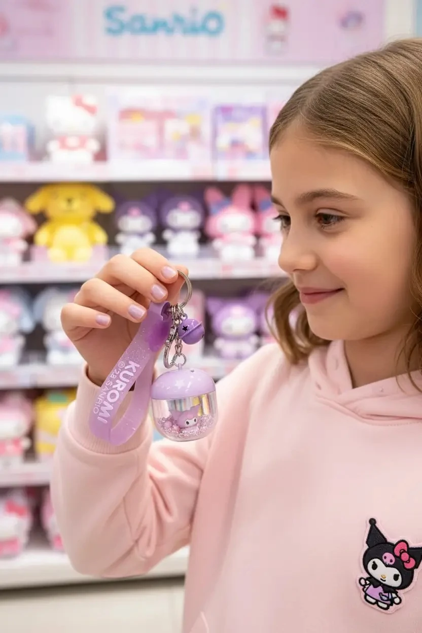 Sanrio Lisanslı Kuromi Çiçek Perisi LED Işıklı Anahtarlık