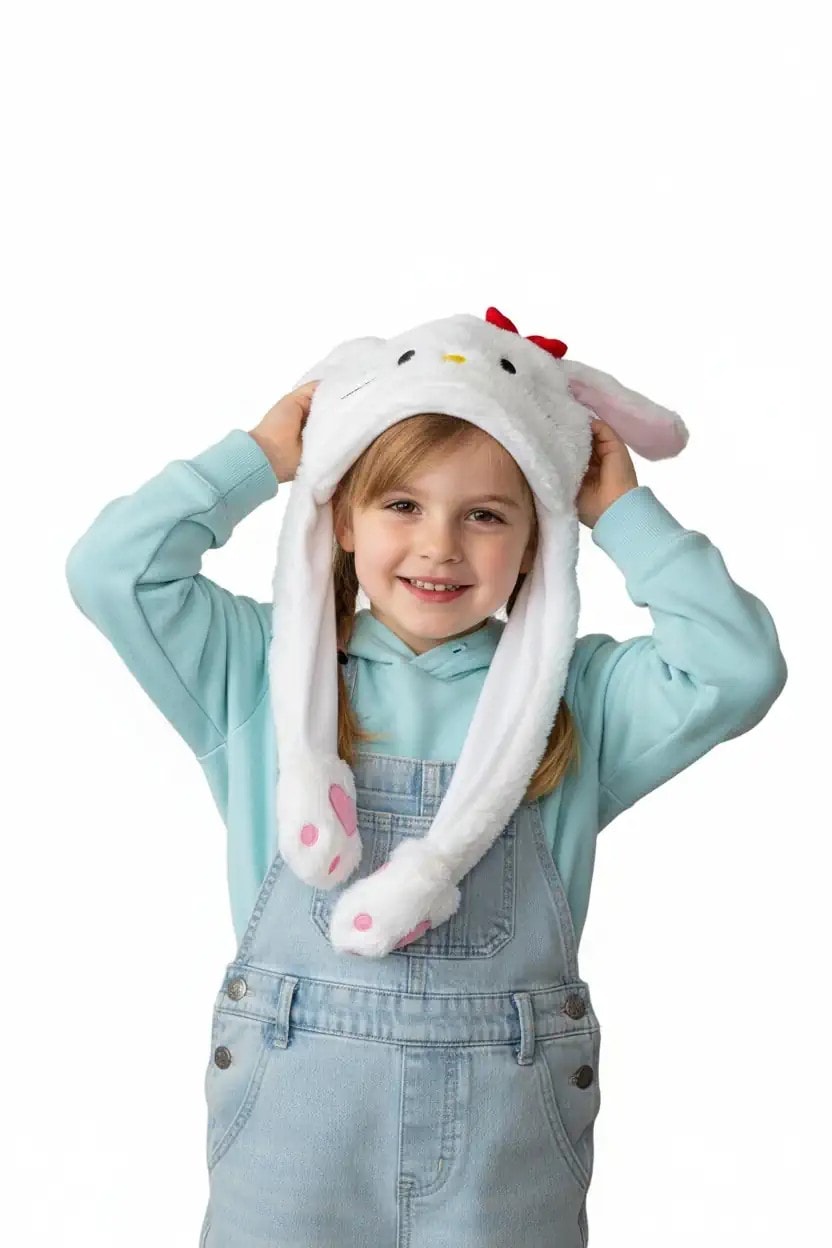 Kulakları Hareket Eden Peluş Şapka -  Kedi