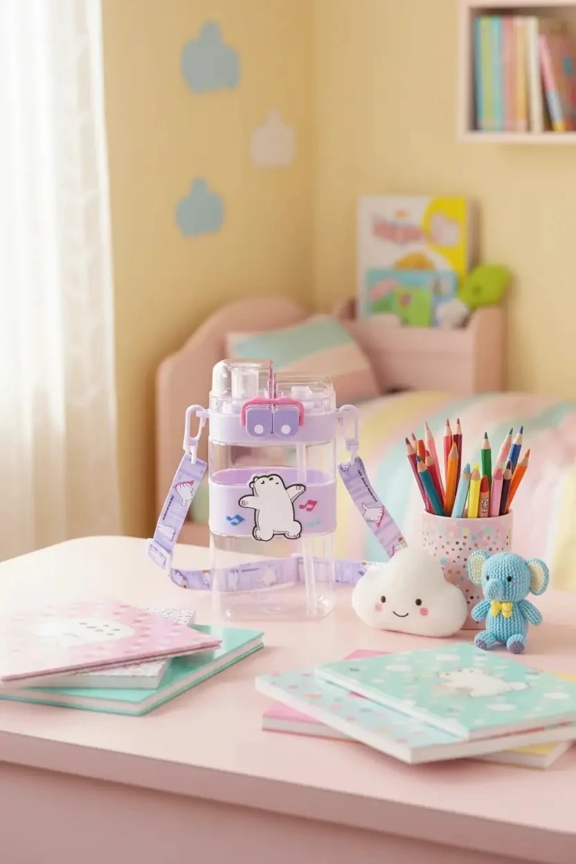 We Bare Bears Lisanslı Omuz Askılı Plastik Şişe (560ml) - Kutup Ayısı