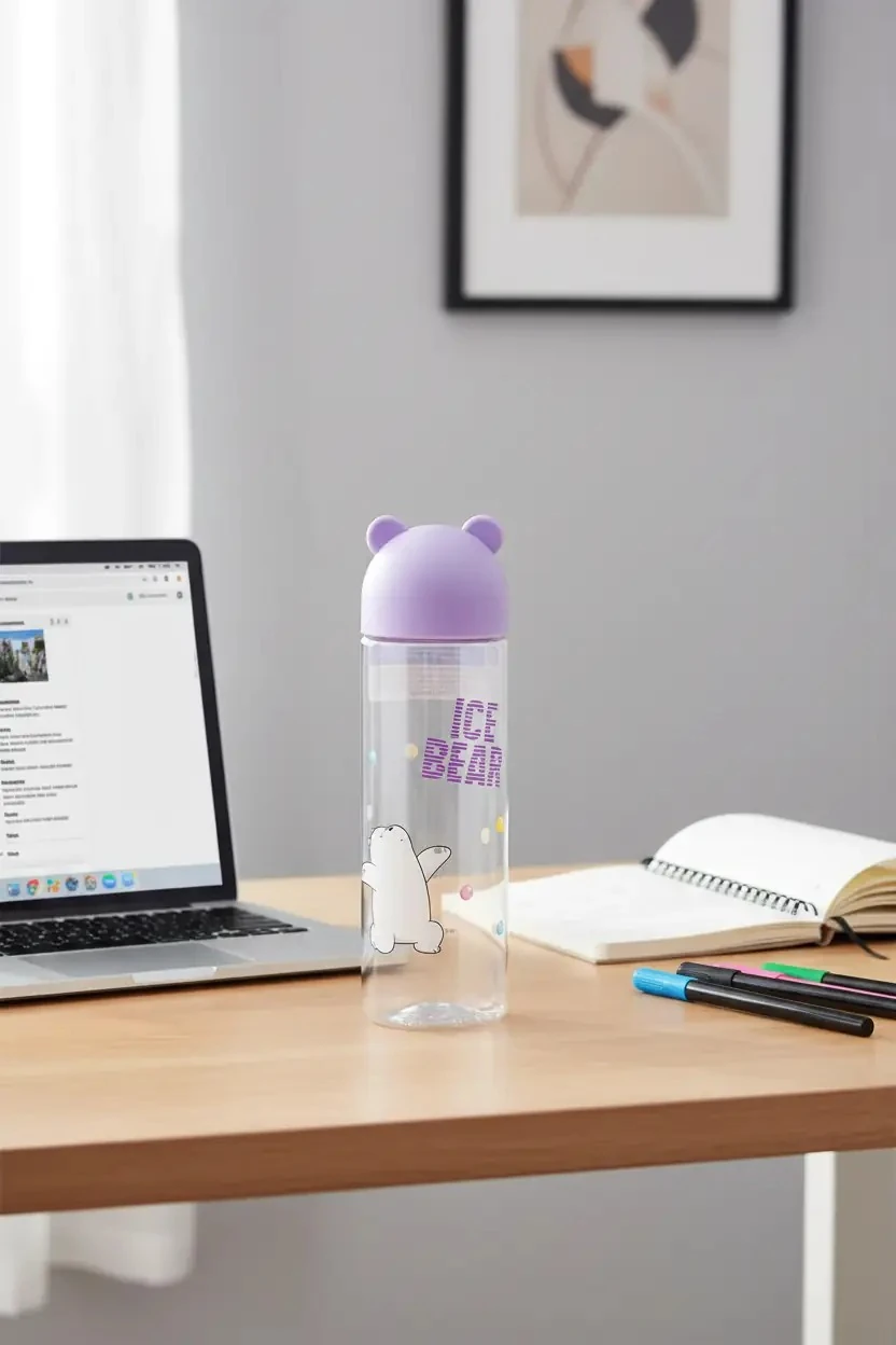 We Bare Bears Lisanslı Figür Kapaklı Plastik Şişe (500Ml)